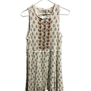 Alterd State Boho Short Sleeve Embroidered Midi Dress Sz M Cream/Orange Floral